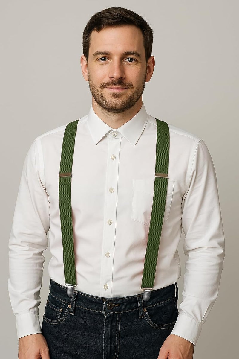 RBOCOTT Mens Solid Color Suspender with 3 Cilps Adjustable Braces - Image 2